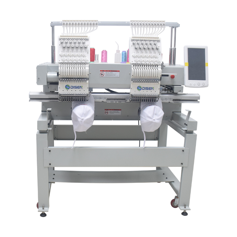 DS-G1202 เครื่องปักหมวกสองหัวราคาต่ำปักโลโก้เสื้อยืดแบน